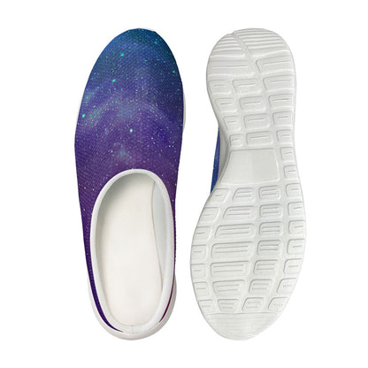 Purple Turquoise Galaxy Space Print Mesh Casual Shoes