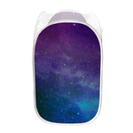 Purple Turquoise Galaxy Space Print Mesh Laundry Hamper