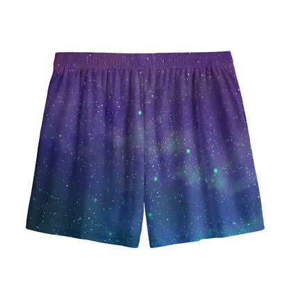 Purple Turquoise Galaxy Space Print Mesh Shorts