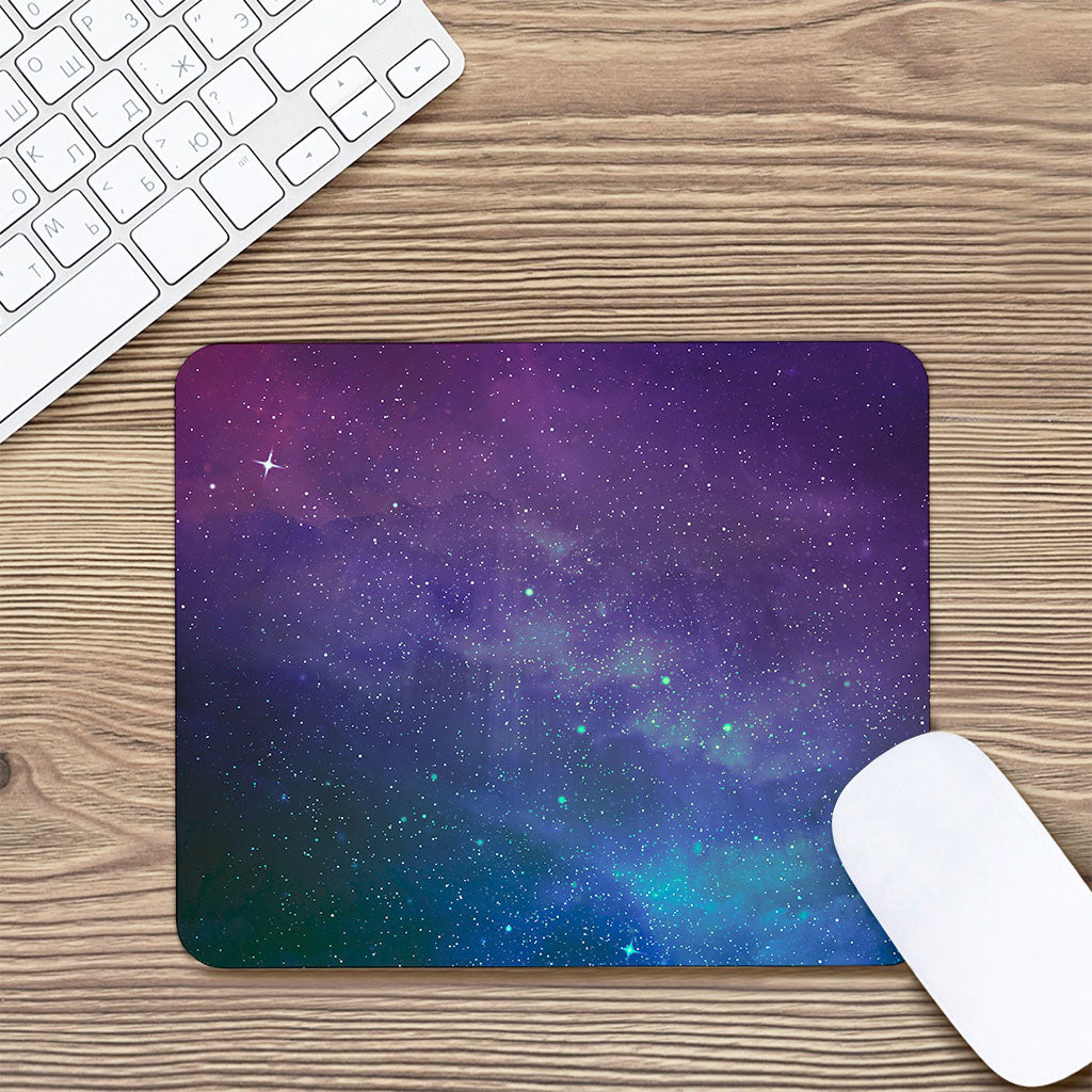 Purple Turquoise Galaxy Space Print Mouse Pad