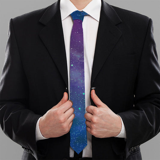 Purple Turquoise Galaxy Space Print Necktie