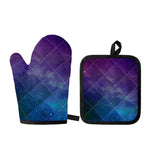 Purple Turquoise Galaxy Space Print Oven Mitt And Pot Holder Set