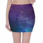 Purple Turquoise Galaxy Space Print Pencil Mini Skirt