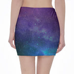 Purple Turquoise Galaxy Space Print Pencil Mini Skirt