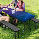 Purple Turquoise Galaxy Space Print Picnic Table Cover