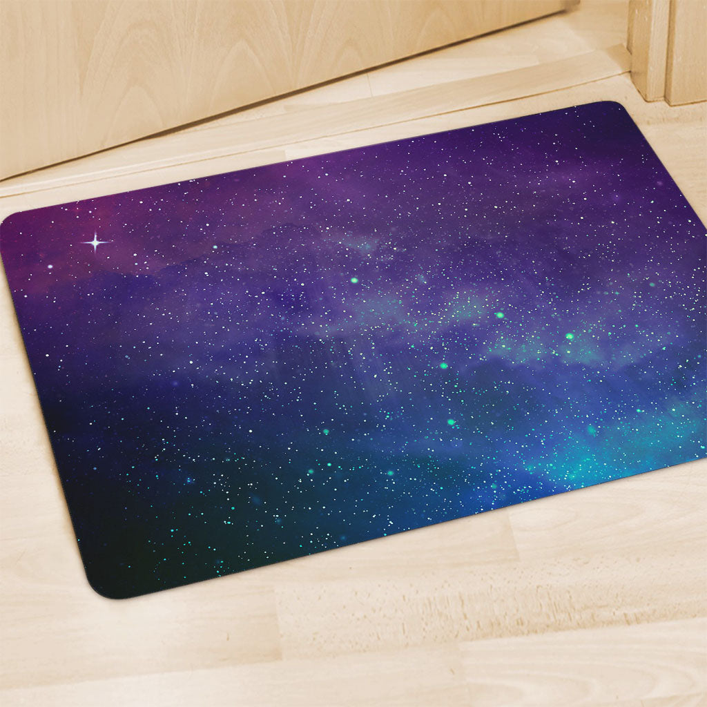 Purple Turquoise Galaxy Space Print Polyester Doormat