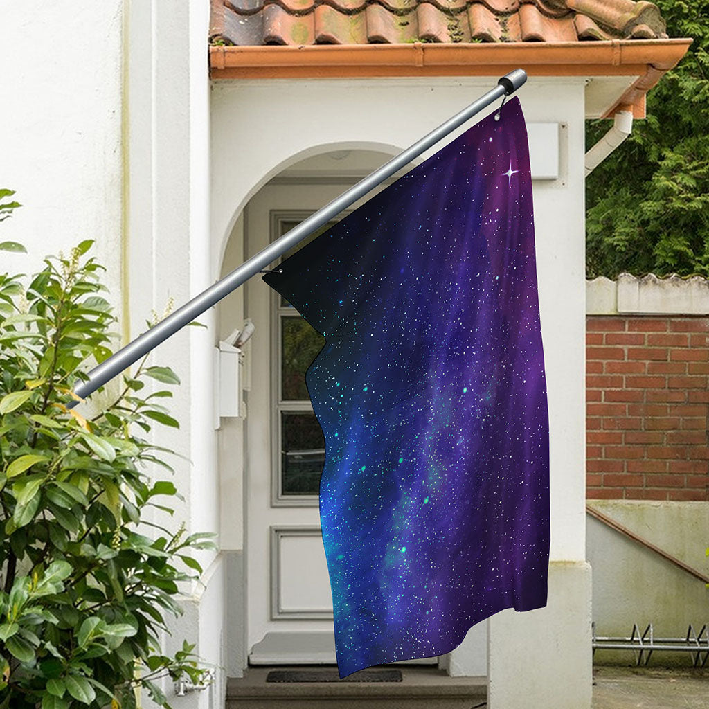 Purple Turquoise Galaxy Space Print Polyester Flag