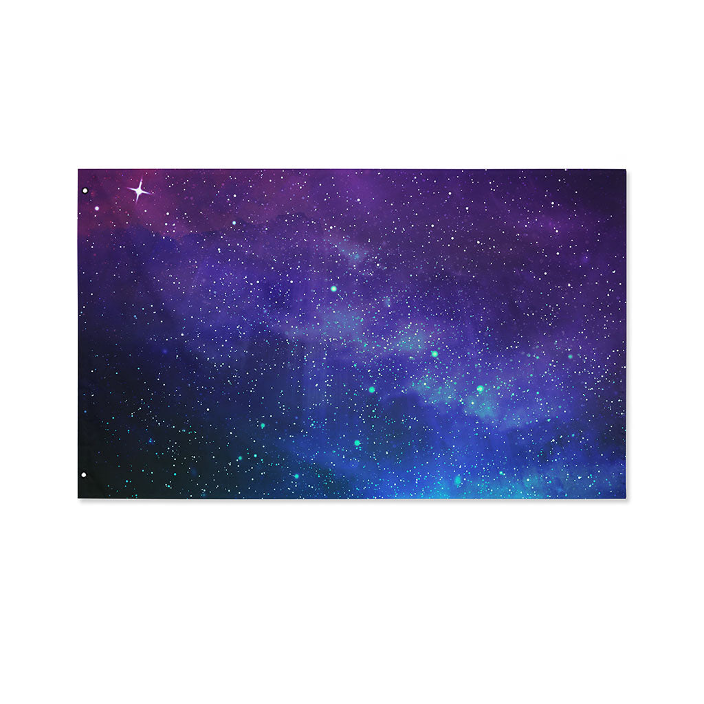 Purple Turquoise Galaxy Space Print Polyester Flag