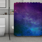 Purple Turquoise Galaxy Space Print Polyester Shower Curtain
