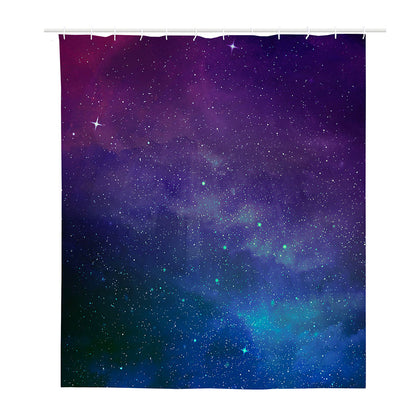 Purple Turquoise Galaxy Space Print Polyester Shower Curtain