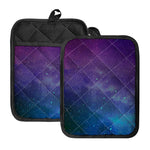 Purple Turquoise Galaxy Space Print Pot Holders With Pocket