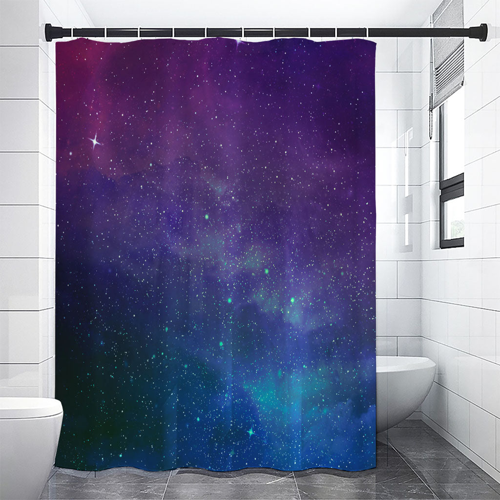 Purple Turquoise Galaxy Space Print Premium Shower Curtain