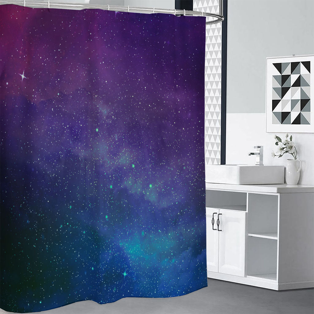 Purple Turquoise Galaxy Space Print Premium Shower Curtain