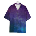 Purple Turquoise Galaxy Space Print Rayon Hawaiian Shirt