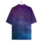 Purple Turquoise Galaxy Space Print Rayon Hawaiian Shirt