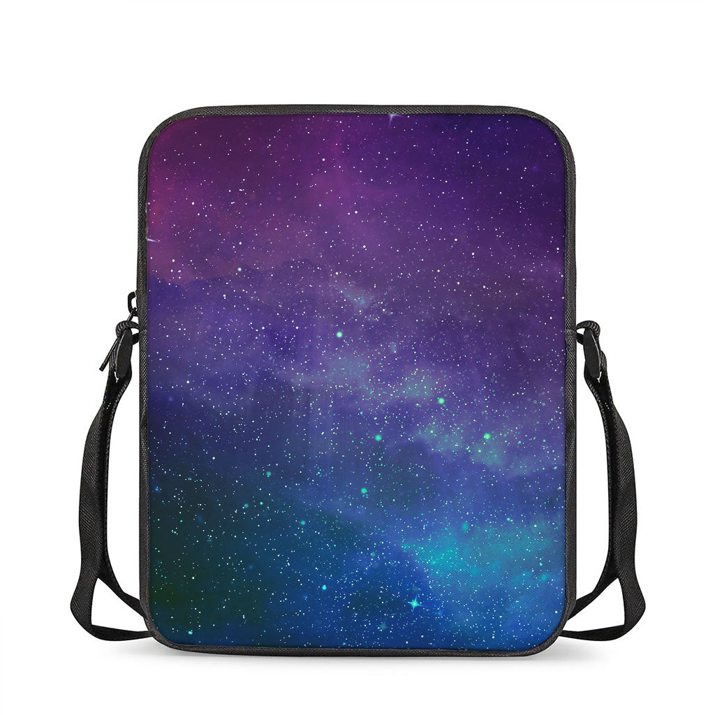 Purple Turquoise Galaxy Space Print Rectangular Crossbody Bag