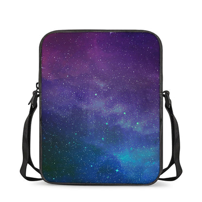 Purple Turquoise Galaxy Space Print Rectangular Crossbody Bag