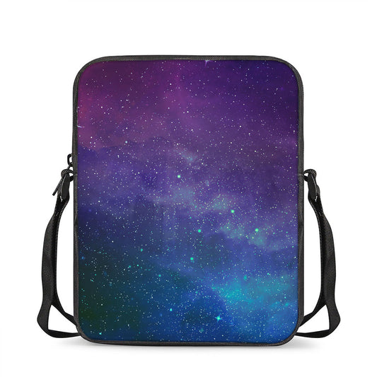 Purple Turquoise Galaxy Space Print Rectangular Crossbody Bag