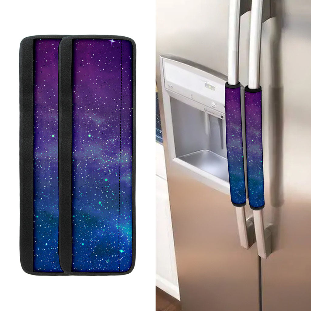 Purple Turquoise Galaxy Space Print Refrigerator Handle Covers