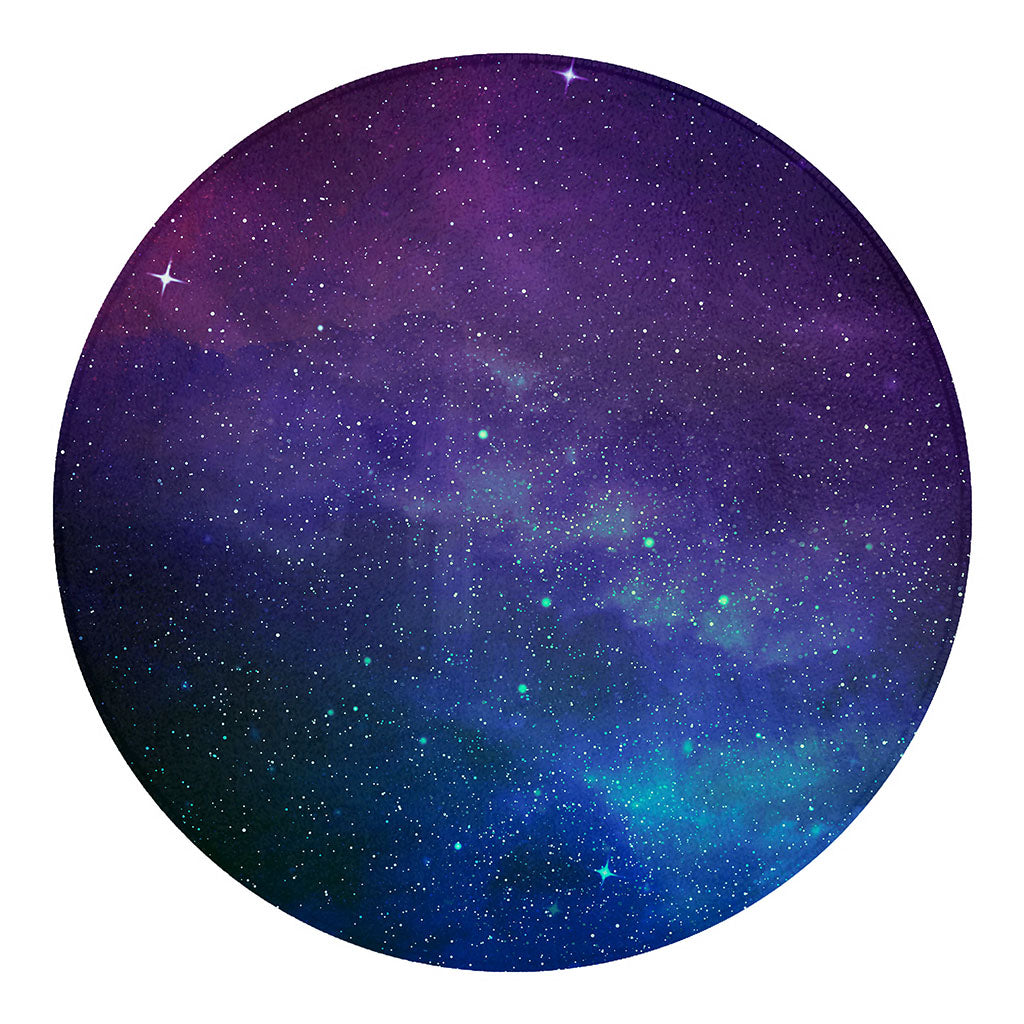 Purple Turquoise Galaxy Space Print Round Blanket