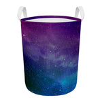 Purple Turquoise Galaxy Space Print Round Laundry Basket
