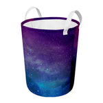 Purple Turquoise Galaxy Space Print Round Laundry Basket