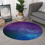 Purple Turquoise Galaxy Space Print Round Rug