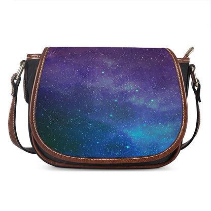 Purple Turquoise Galaxy Space Print Saddle Bag
