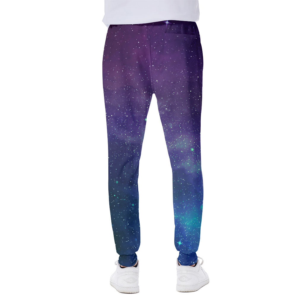 Purple Turquoise Galaxy Space Print Scuba Joggers