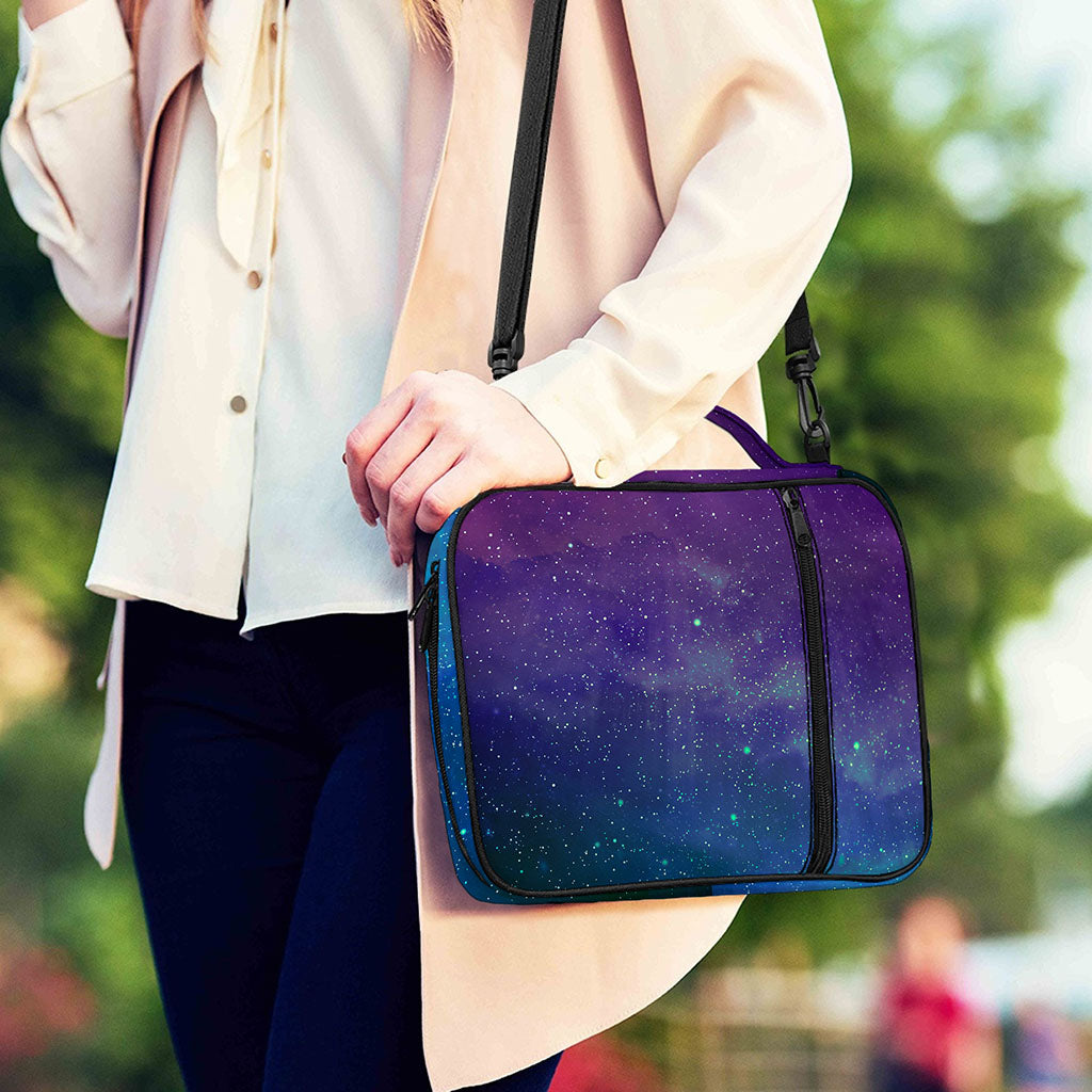 Purple Turquoise Galaxy Space Print Shoulder Strap Bible Bag