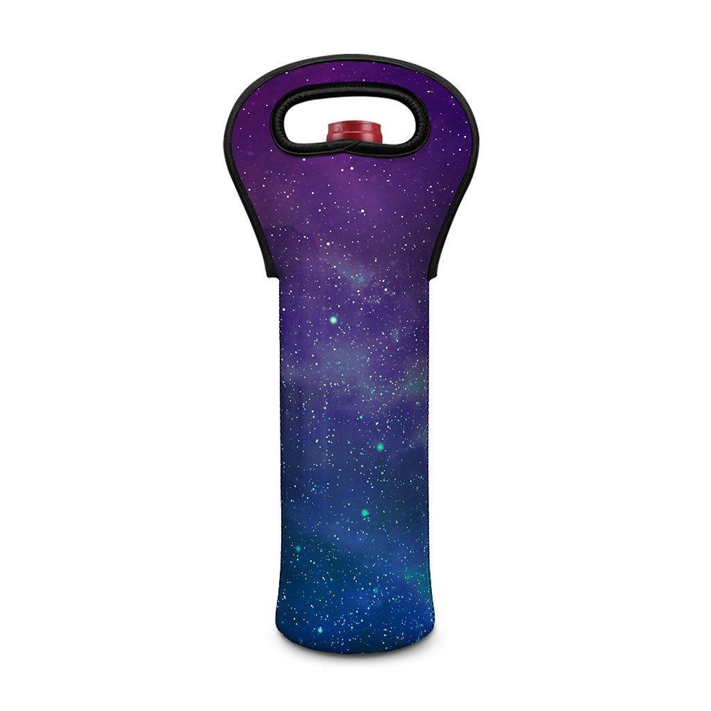 Purple Turquoise Galaxy Space Print Single Neoprene Wine Tote