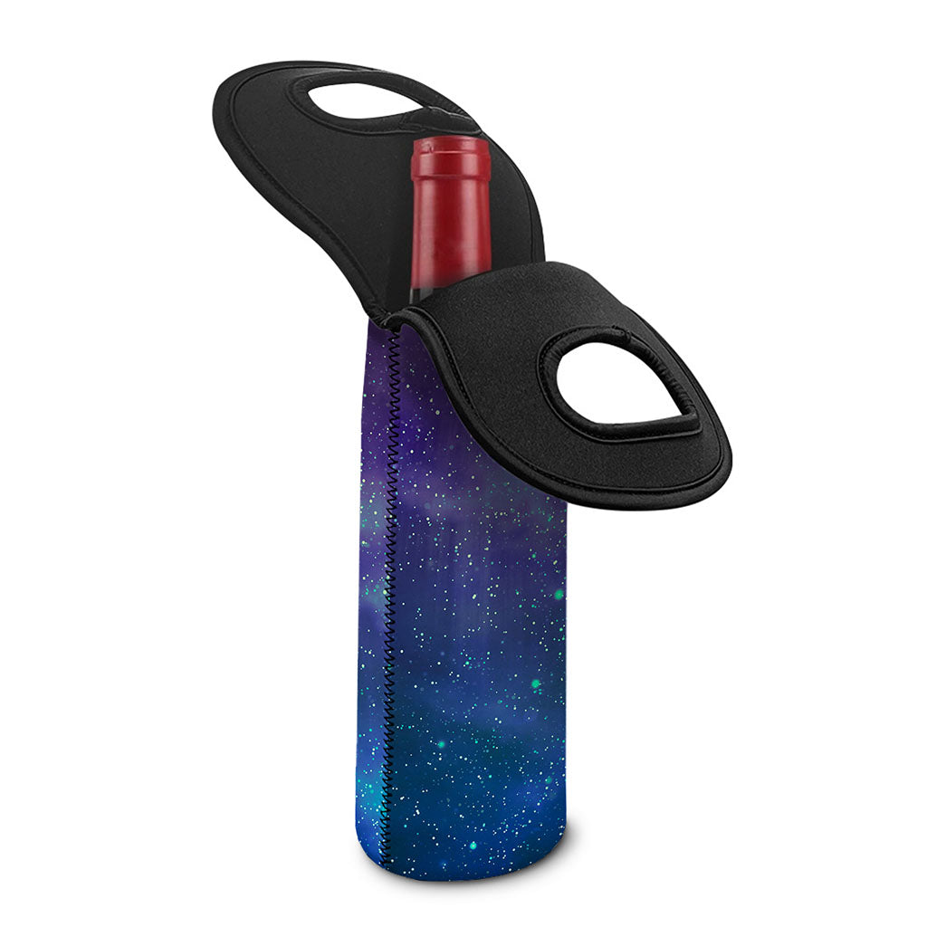 Purple Turquoise Galaxy Space Print Single Neoprene Wine Tote