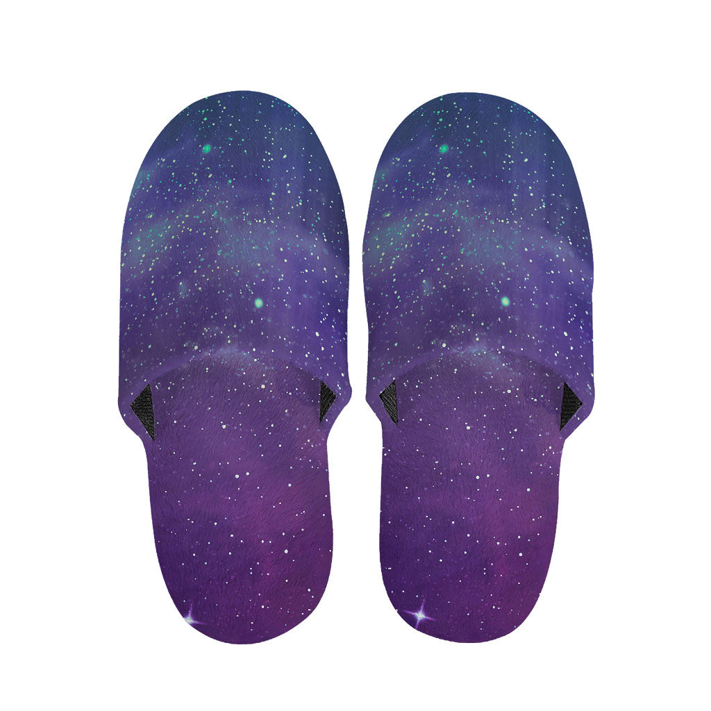 Purple Turquoise Galaxy Space Print Slippers