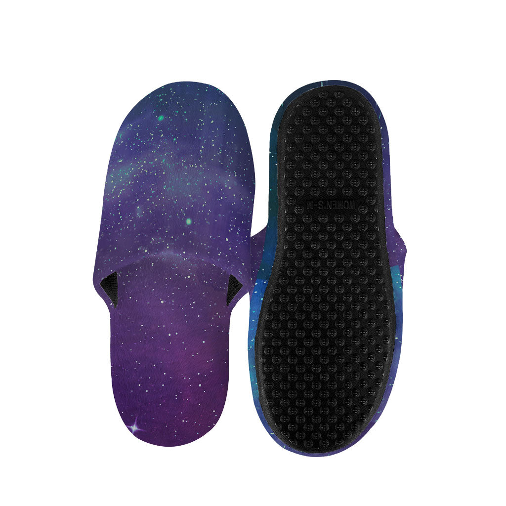 Purple Turquoise Galaxy Space Print Slippers