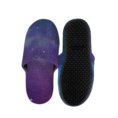 Purple Turquoise Galaxy Space Print Slippers