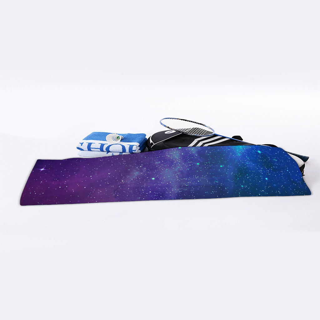 Purple Turquoise Galaxy Space Print Sports Towel