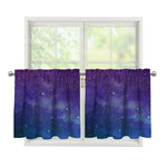 Purple Turquoise Galaxy Space Print Tier Curtains
