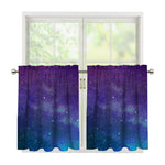 Purple Turquoise Galaxy Space Print Tier Curtains