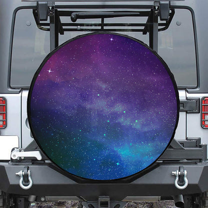 Purple Turquoise Galaxy Space Print Tire Cover