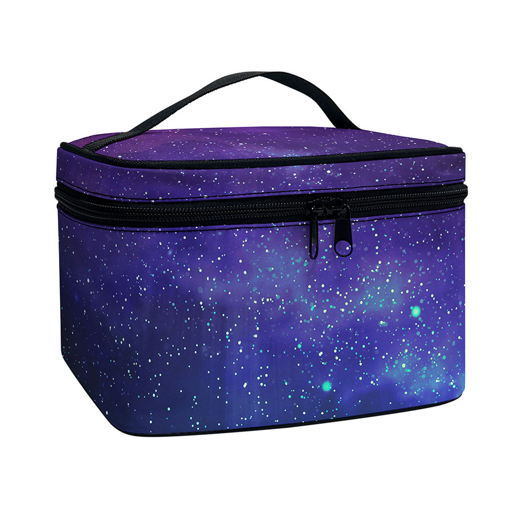 Purple Turquoise Galaxy Space Print Travel Makeup Bag