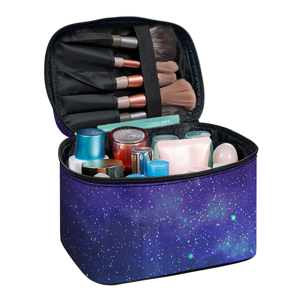 Purple Turquoise Galaxy Space Print Travel Makeup Bag