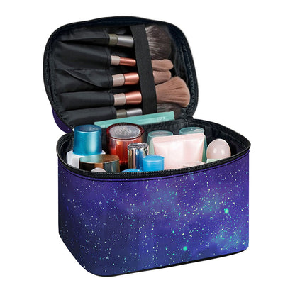 Purple Turquoise Galaxy Space Print Travel Makeup Bag