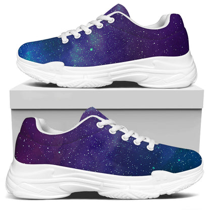 Purple Turquoise Galaxy Space Print White Chunky Shoes