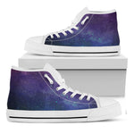 Purple Turquoise Galaxy Space Print White High Top Sneakers
