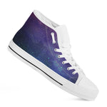 Purple Turquoise Galaxy Space Print White High Top Sneakers