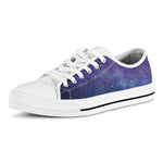 Purple Turquoise Galaxy Space Print White Low Top Sneakers