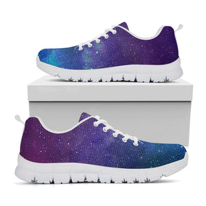 Purple Turquoise Galaxy Space Print White Running Shoes