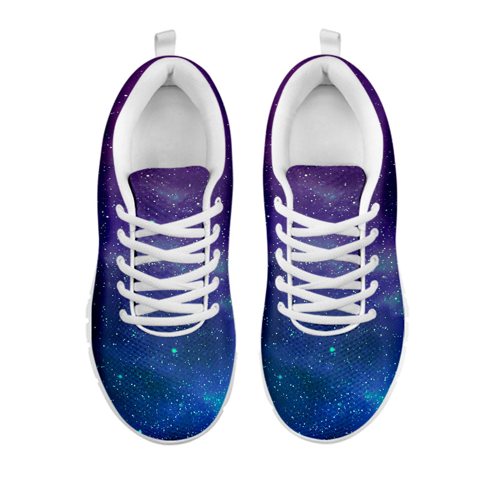 Purple Turquoise Galaxy Space Print White Running Shoes