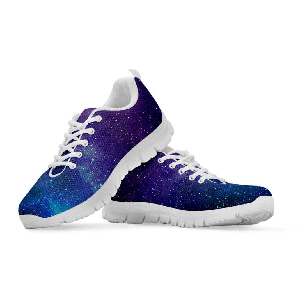 Purple Turquoise Galaxy Space Print White Running Shoes