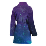 Purple Turquoise Galaxy Space Print Women's Bathrobe